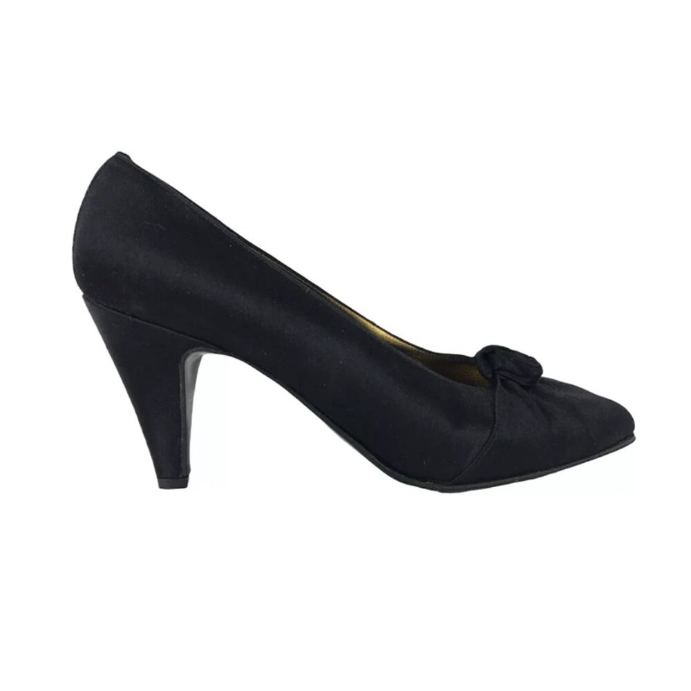 Calvin Klein Women Black Suede Pointed Toe Slip On Cone Pump Heels‎ Size 7 M